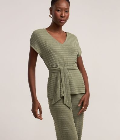 Pantalón Recto en Malla Texturizada con Cintura Elástica 2