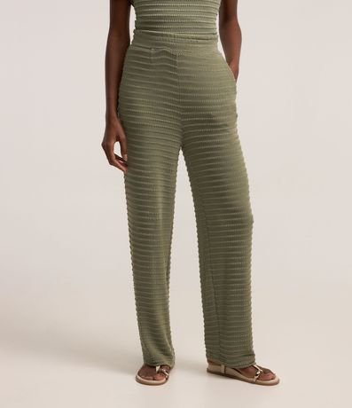 Pantalón Recto en Malla Texturizada con Cintura Elástica 3