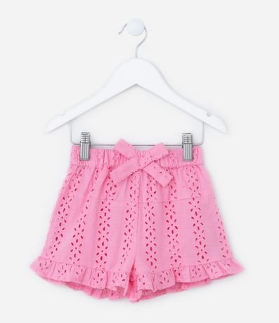 Short Infantil en Laise con Lazo Aplicado - Talle 1 a 5 años