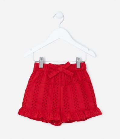 Short Infantil en Laise con Lazo Aplicado - Talle 1 a 5 años