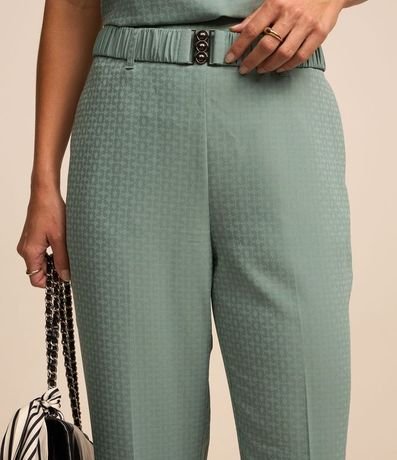 Pantalón Recto en Jacquard con Cinturón Elástico 4