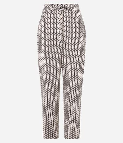 Pantalón Fluído en Crepé con Lazo y Estampado Geométrico 5