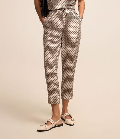 Pantalón Fluído en Crepé con Lazo y Estampado Geométrico 3