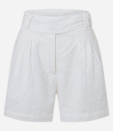 Short Corto en Laise con Textura Floral y Pliegues 5