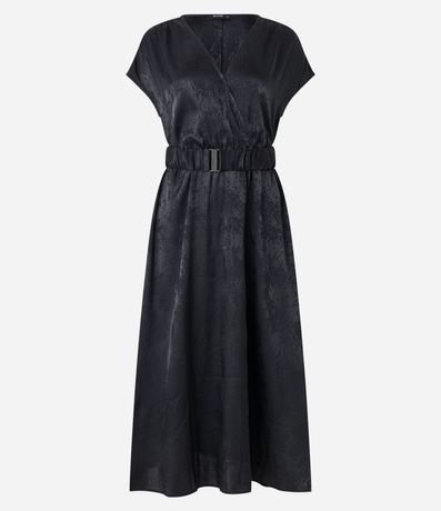 Vestido Midi en Jacquard con Transpasse Delantero y Cinturón 5