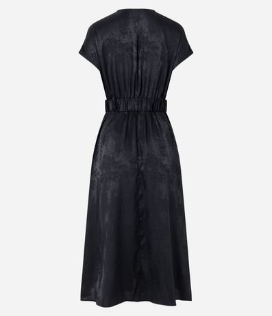 Vestido Midi en Jacquard con Transpasse Delantero y Cinturón 7