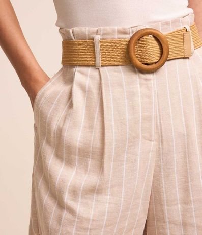 Short Clochard en Viscolino Rayado con Cinturón de Ráfia 3