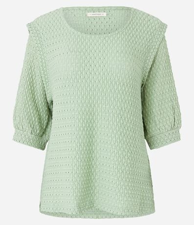 Blusa en Algodón Texturizado con Sisa Diferenciada y Recortes 4