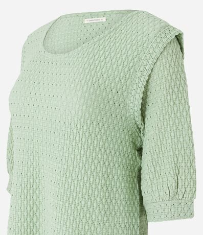 Blusa en Algodón Texturizado con Sisa Diferenciada y Recortes 5
