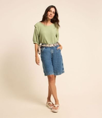 Blusa en Algodón Texturizado con Sisa Diferenciada y Recortes 2