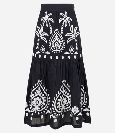 Pollera New Midi en Tricolina con Estampa Arabescos y Palmeras 4