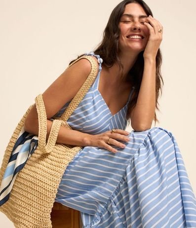 Vestido Midi en Tricolina Rayado con Bajo Fruncido 5