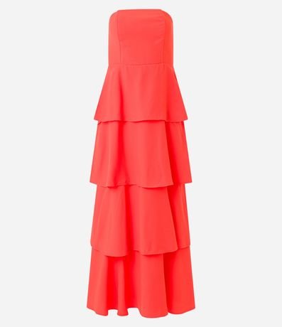 Vestido Largo sin Breteles en Crepé con Superposiciones 5