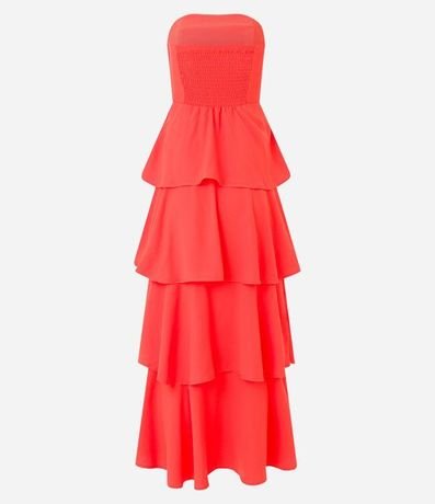 Vestido Largo sin Breteles en Crepé con Superposiciones 6