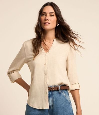 Camisa en Viscolino con Escote V 2