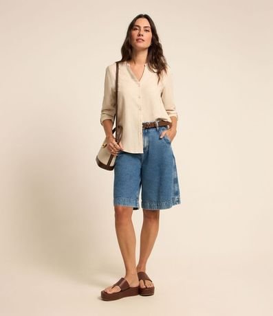 Camisa en Viscolino con Escote V 3