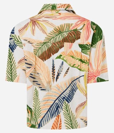Camisa en Viscolino con Abotonado y Estampa Follajes 6