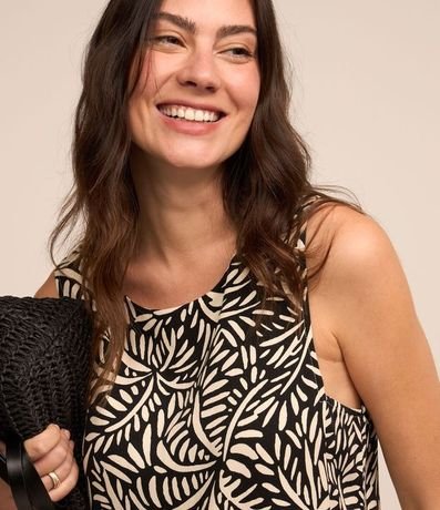 Vestido en Viscosa con Cierre en Cremallera y Estampado Follaje 3