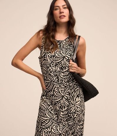 Vestido en Viscosa con Cierre en Cremallera y Estampado Follaje 4