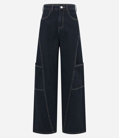 Pantalón Wide Leg en Jeans con Recortes y Bolsillos sin Solapa 5