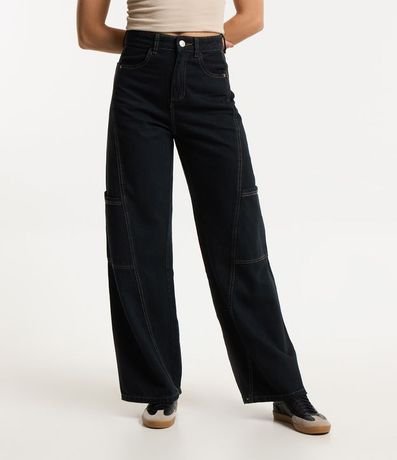 Pantalón Wide Leg en Jeans con Recortes y Bolsillos sin Solapa 2