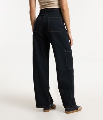 Pantalón Wide Leg en Jeans con Recortes y Bolsillos sin Solapa 3