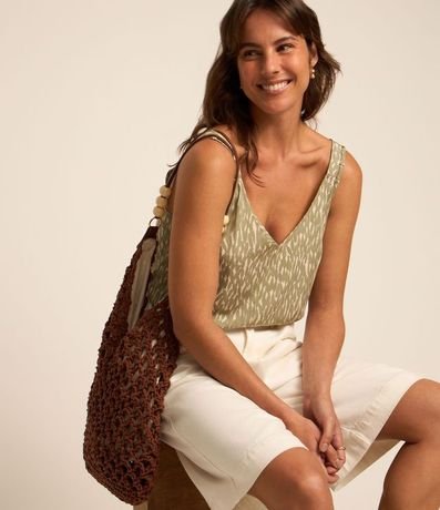 Blusa de Bretel Ancho en Viscosa con Estampado de Peces 4