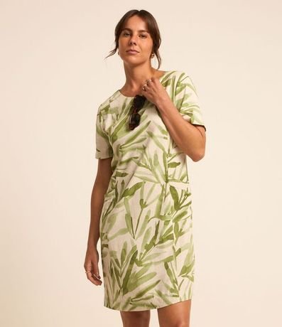 Vestido T-Shirt en Viscolino con Follajes Estampadas 1