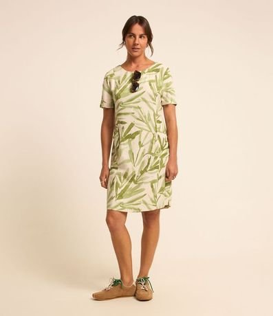 Vestido T-Shirt en Viscolino con Follajes Estampadas 2