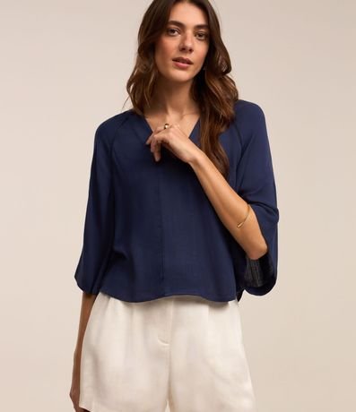 Blusa Manga Amplia en Viscolino Texturizado