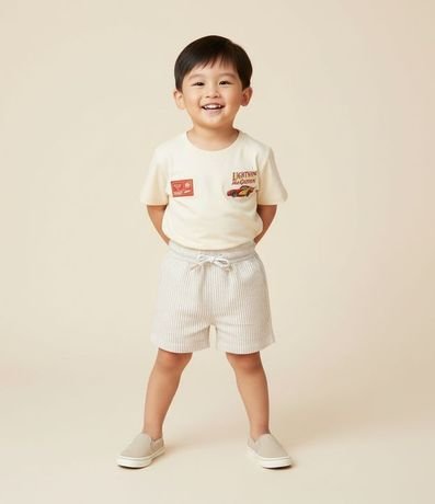 Bermuda Infantil en Microfibra con Textura y Rayas - Talle 1 a 5 años