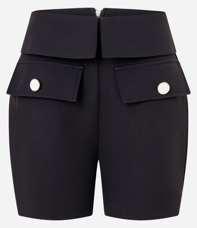 Short Recto Tiro Alto Sastrería con Solapa y Bolsillo Cargo con Botón 5