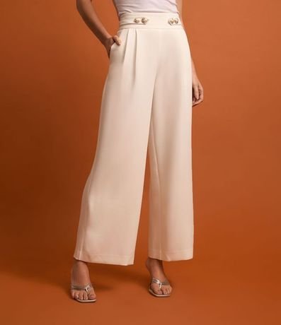 Pantalón Wide Leg Sastrería con Faixas Abotoadas 2