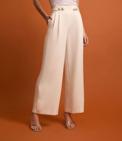 Pantalón Wide Leg Sastrería con Faixas Abotoadas 3