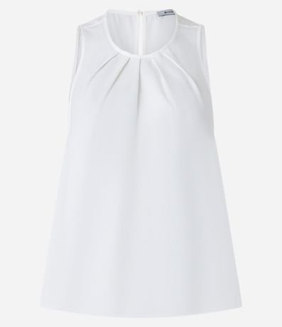 Blusa Musculosa en Crepé con Pliegues en el Cuello 5