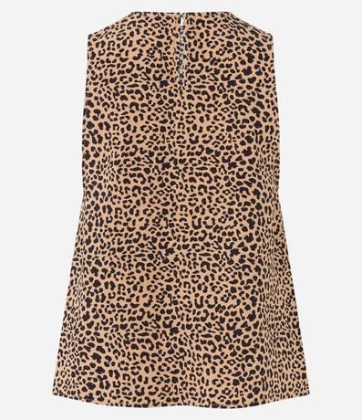 Blusa sin Manga en Crepé con Pliegues y Estampa de Leopardo 5