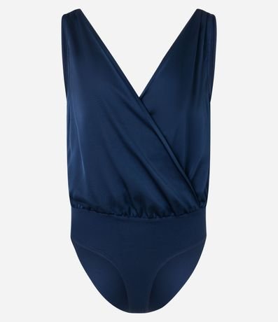 Body Sin Manga en Tejido Satinado con Traspase 7