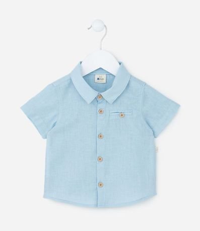 Camisa Infantil en Lino con Pequeño Bolsillo - Talle 0 a 18 meses