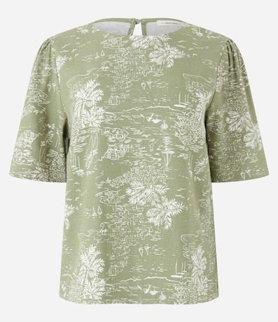 Blusa en Viscolino con Estampa Tropical 6