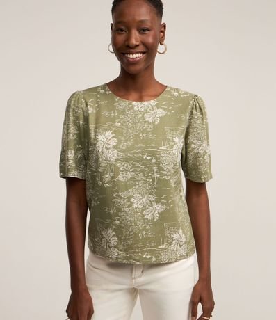 Blusa en Viscolino con Estampa Tropical 1