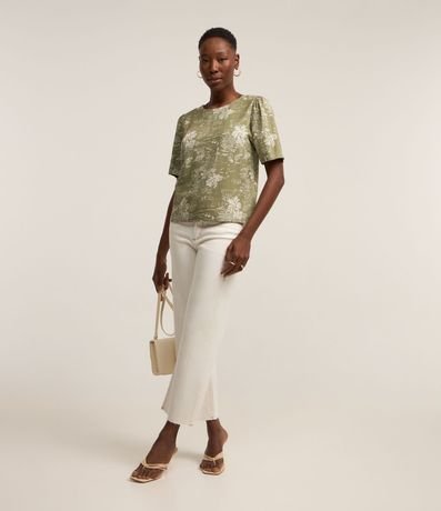 Blusa en Viscolino con Estampa Tropical 2