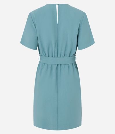 Vestido Corto en Viscosa con Cinturón Tejido con Abalorios 6