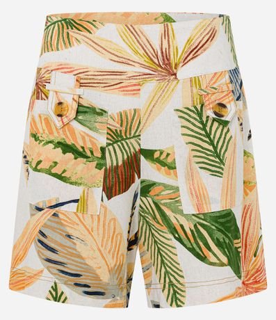 Short en Viscolino con Diferentes Bolsillos y Estampado de Follaje 6