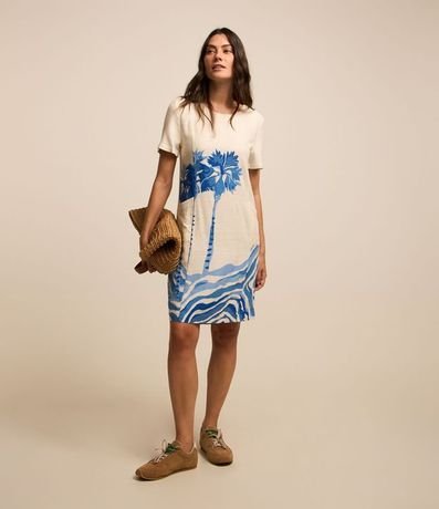 Vestido T-shirt en Viscolino con Estampa Naturaleza 2