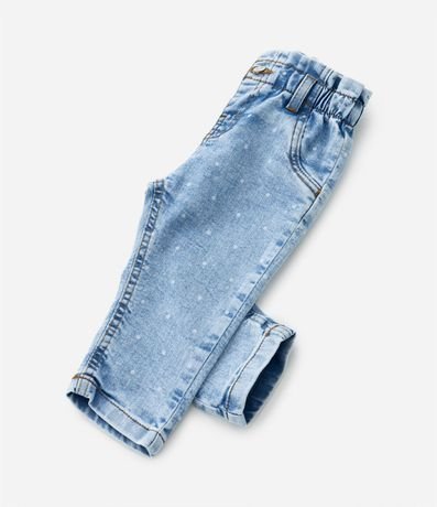 Pantalón Clochard Infantil en Jeans con Estampa de Lunares - Talle 3 a 18 Meses 5