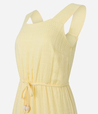 Vestido Midi Evasé sin Manga en Viscolino con Cinturón de Cordón y Detalles 6