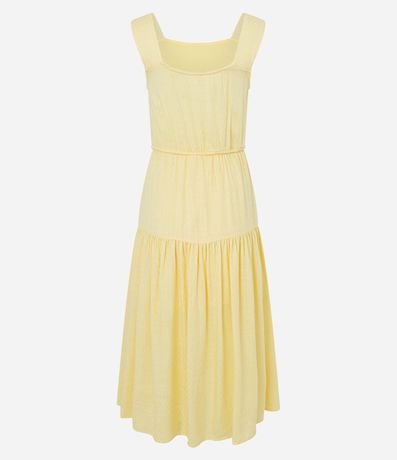 Vestido Midi Evasé sin Manga en Viscolino con Cinturón de Cordón y Detalles 7