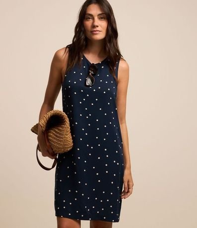 Vestido Corto sin Manga en Viscosa con Estampa de Lunares