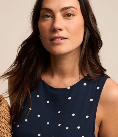 Vestido Corto sin Manga en Viscosa con Estampa de Lunares 3