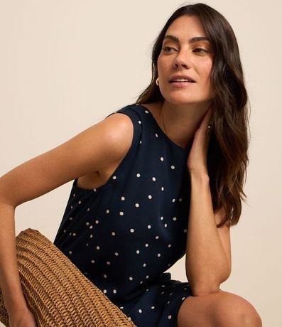 Vestido Corto sin Manga en Viscosa con Estampa de Lunares 4